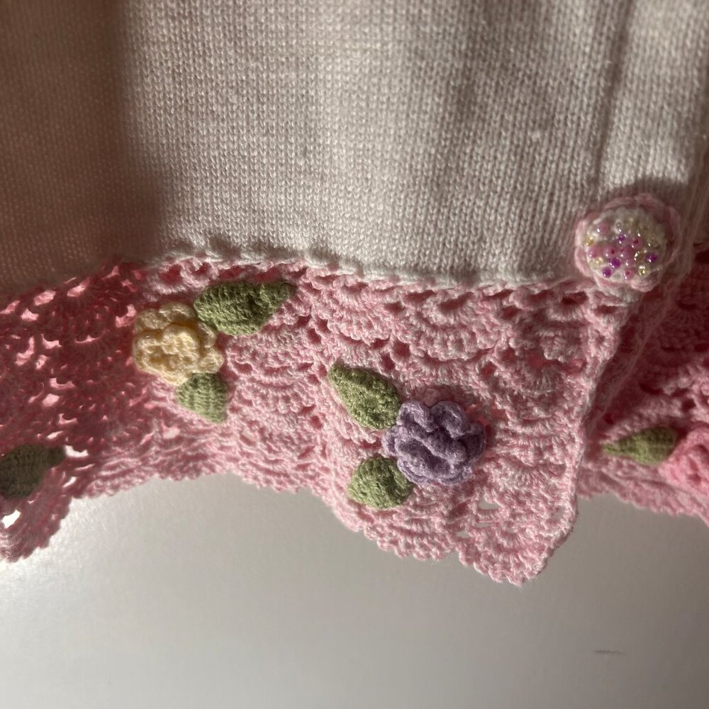 Storybook Knits Vintage Novelty Cardigan w/Crochet trim - Med (RARE) - Picture 8 of 12